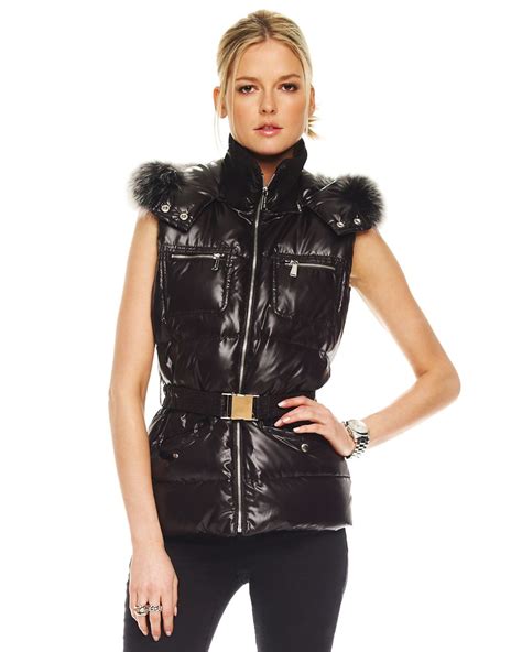 michael kors fur vest with hood|Michael Kors.